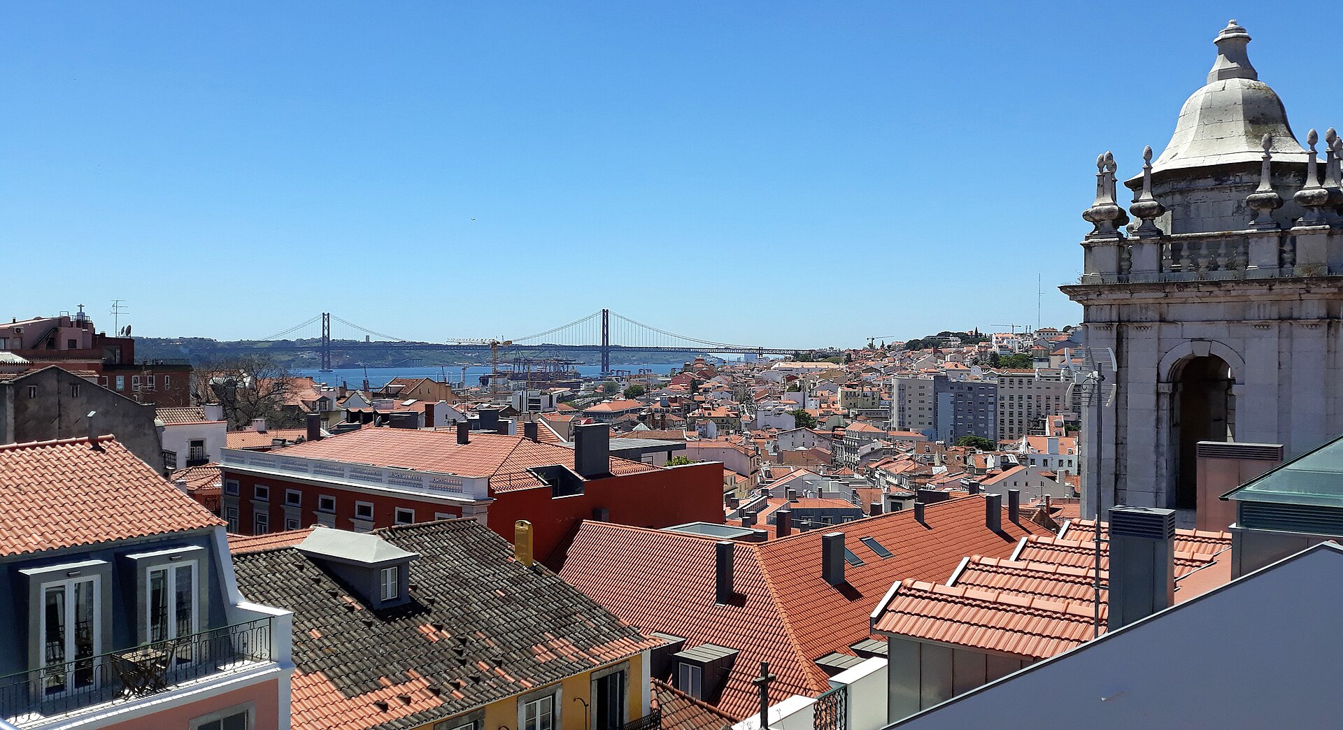 Lisbon rooftops in warm evening light