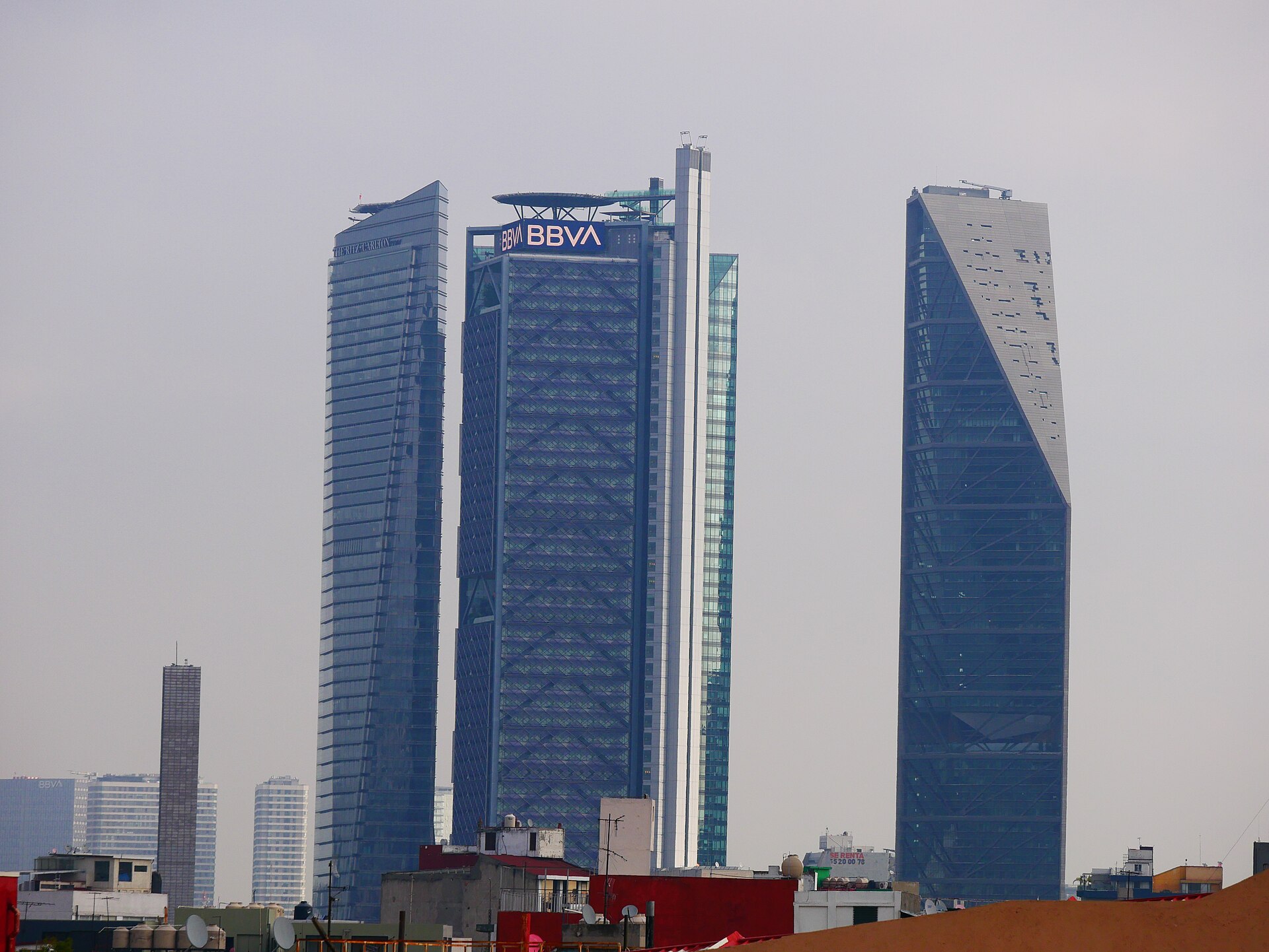 Mexico City skyline and dense urban neighborhoods