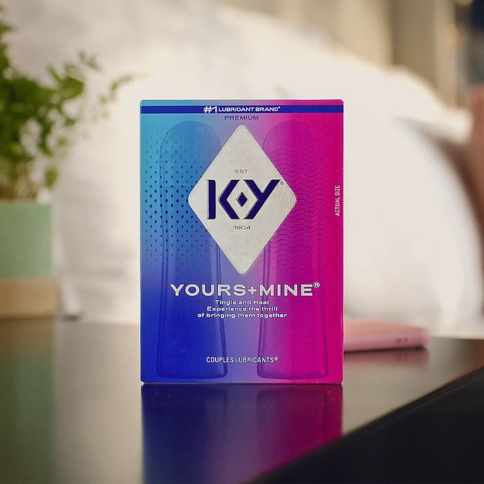 Close-up detail shot of the K-Y lubricant bottle and dispenser.