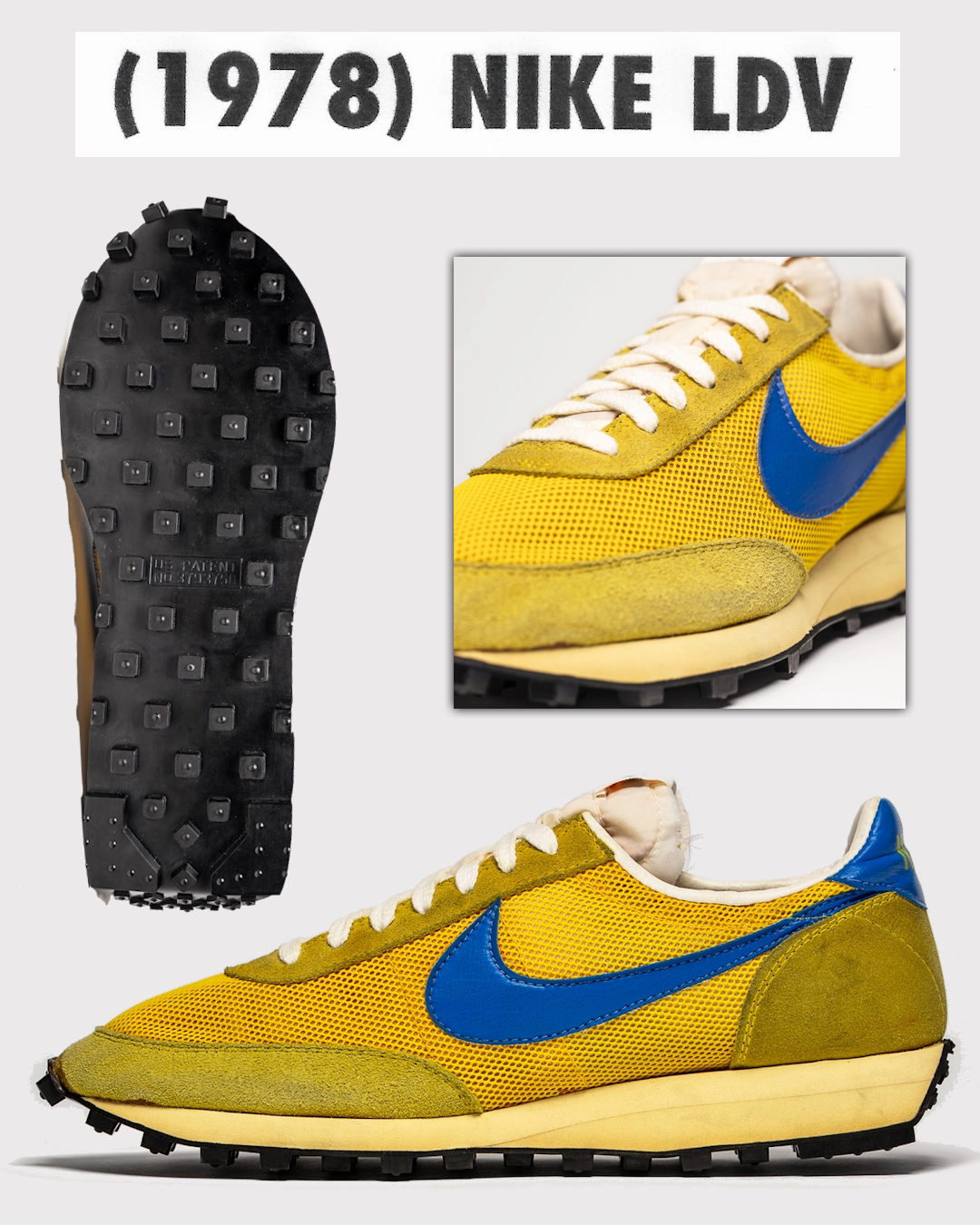 Close-up macro shot of the original 1989 orange Nike ACG triangle logo stitched onto a vintage garment.