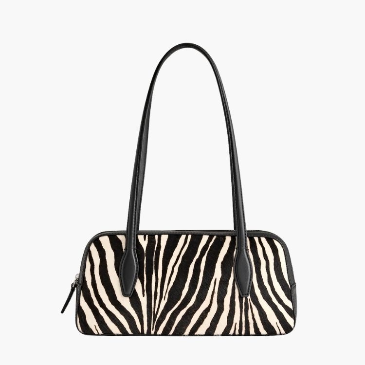 Madewell Top-Zip Mini Shoulder Bag in zebra print haircalf.