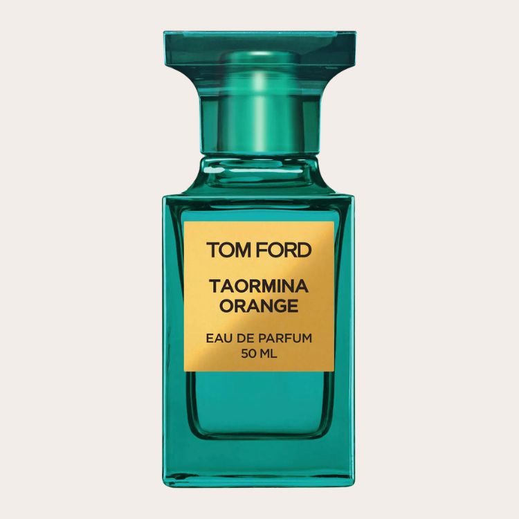 Luxury rectangular bottle of Tom Ford Taormina Orange Eau de Parfum.