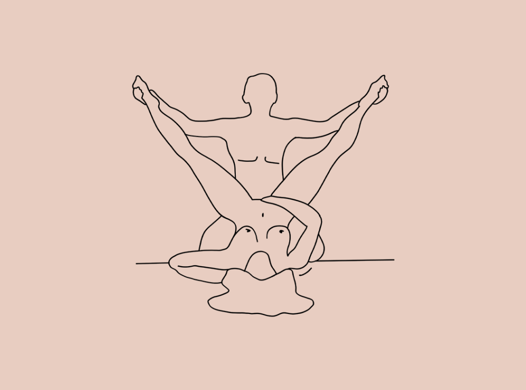 Illustration of the legs-up-the-wall intimate position for relaxation.