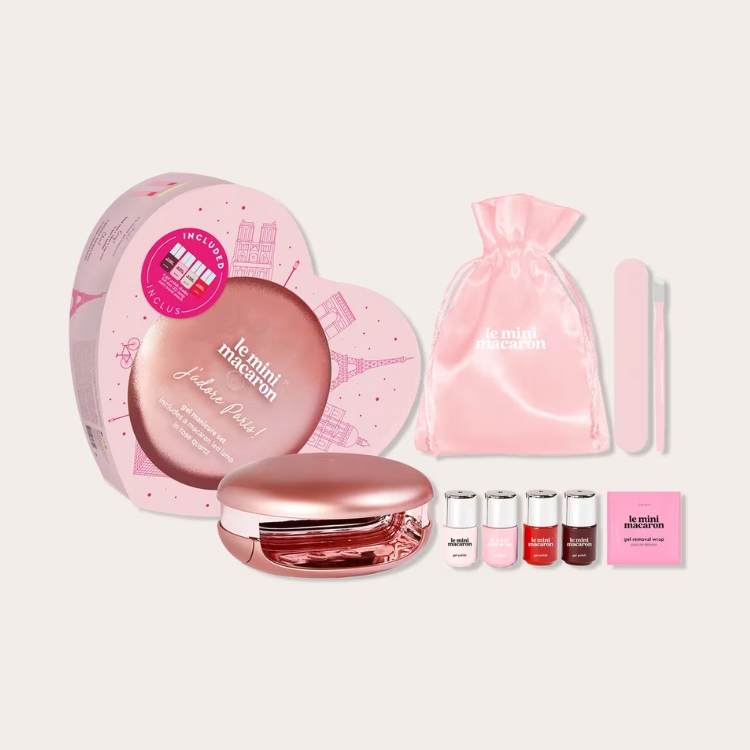 Le Mini Macaron Gel Manicure Set including a small macaron-shaped lamp.