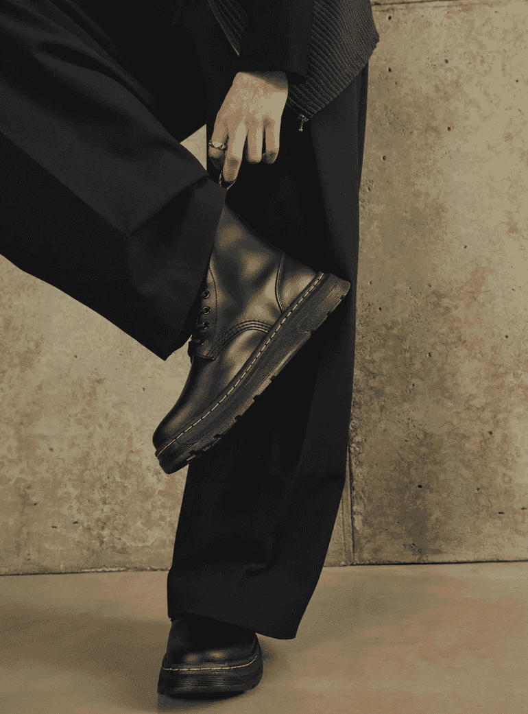 Dr. Martens chunky sole derby shoes styled for the office.