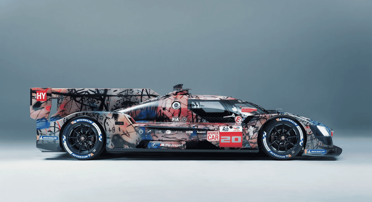 BMW M Hybrid V8 with Julie Mehretu’s abstract 'painting-in-motion' livery.