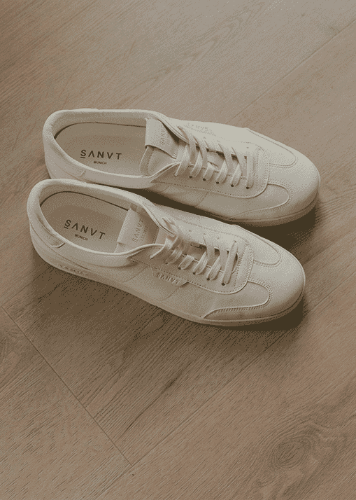 Sanvt footwear trainers styled for a smart casual outfit.