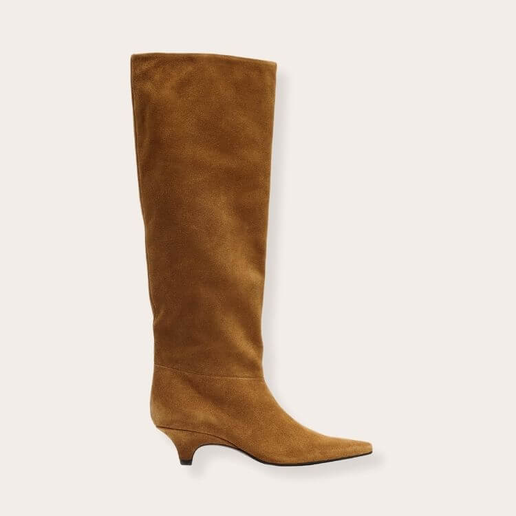 Zara heeled suede boots with a sleek pointed toe.