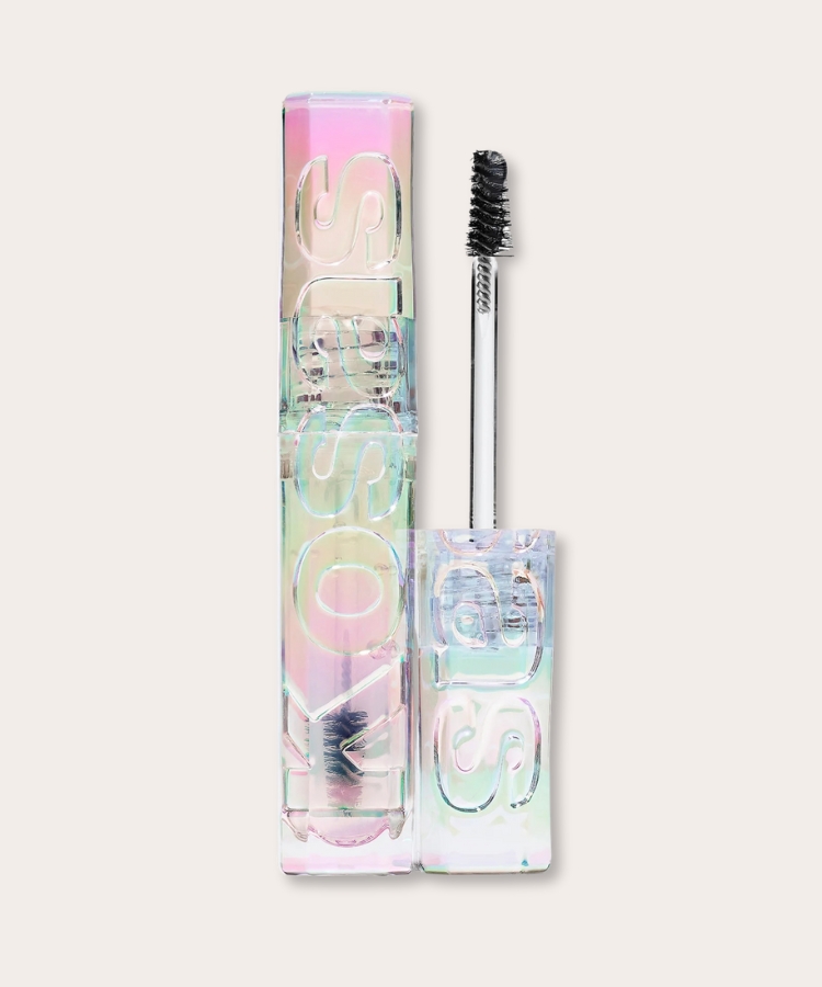 A tube of clear brow gel with a precision brush.