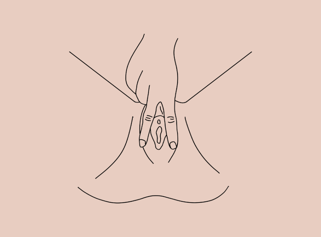 Illustration of a solo V-shape position for self-exploration.