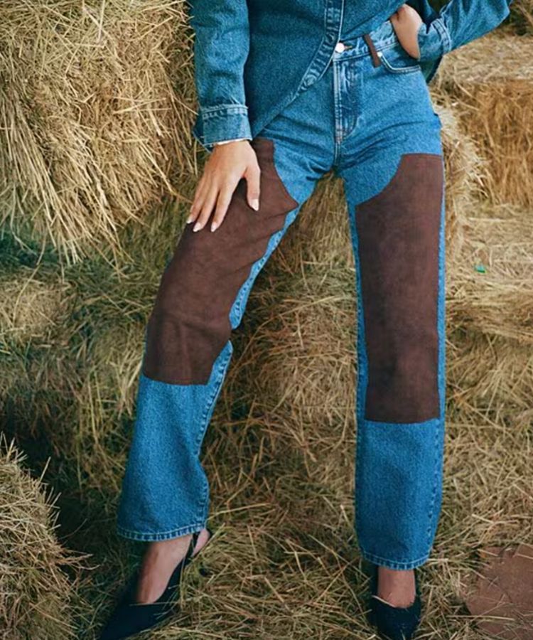 The Good Denim Faux Suede Straight Leg Jeans